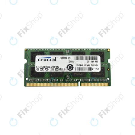 Mémoire RAM Crucial SO-DIMM 4 Go DDR3L 1 600 MHz - Genuine Service Pack