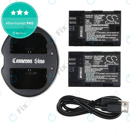 2 batteries avec chargeur pourCanon EOS 5D Mark II, EOS 7D, 2000mAh, Li-Ion, 7.4V, LP-E6, HQ